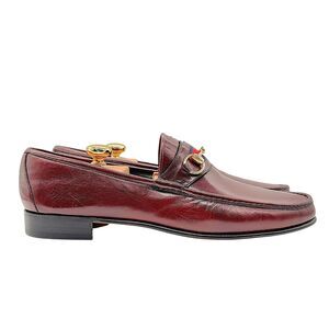 NOS Vintage GUCCI Leather 1953 Horsebit Web Striped Men's Loafers EU48